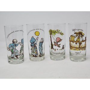 Vintage 60s/70s Holly Hobbie Drinking Glasses American‎ Greetings Set Of 4